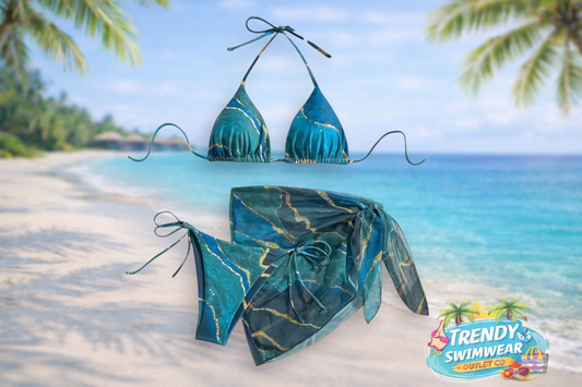 Emerald Coast Marble 3-Piece Bikini Set