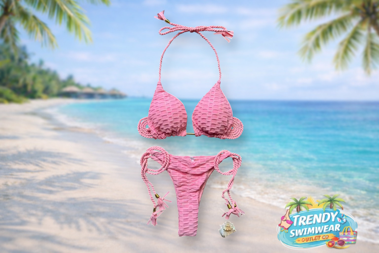 Blush Tide Textured Tie Bikini